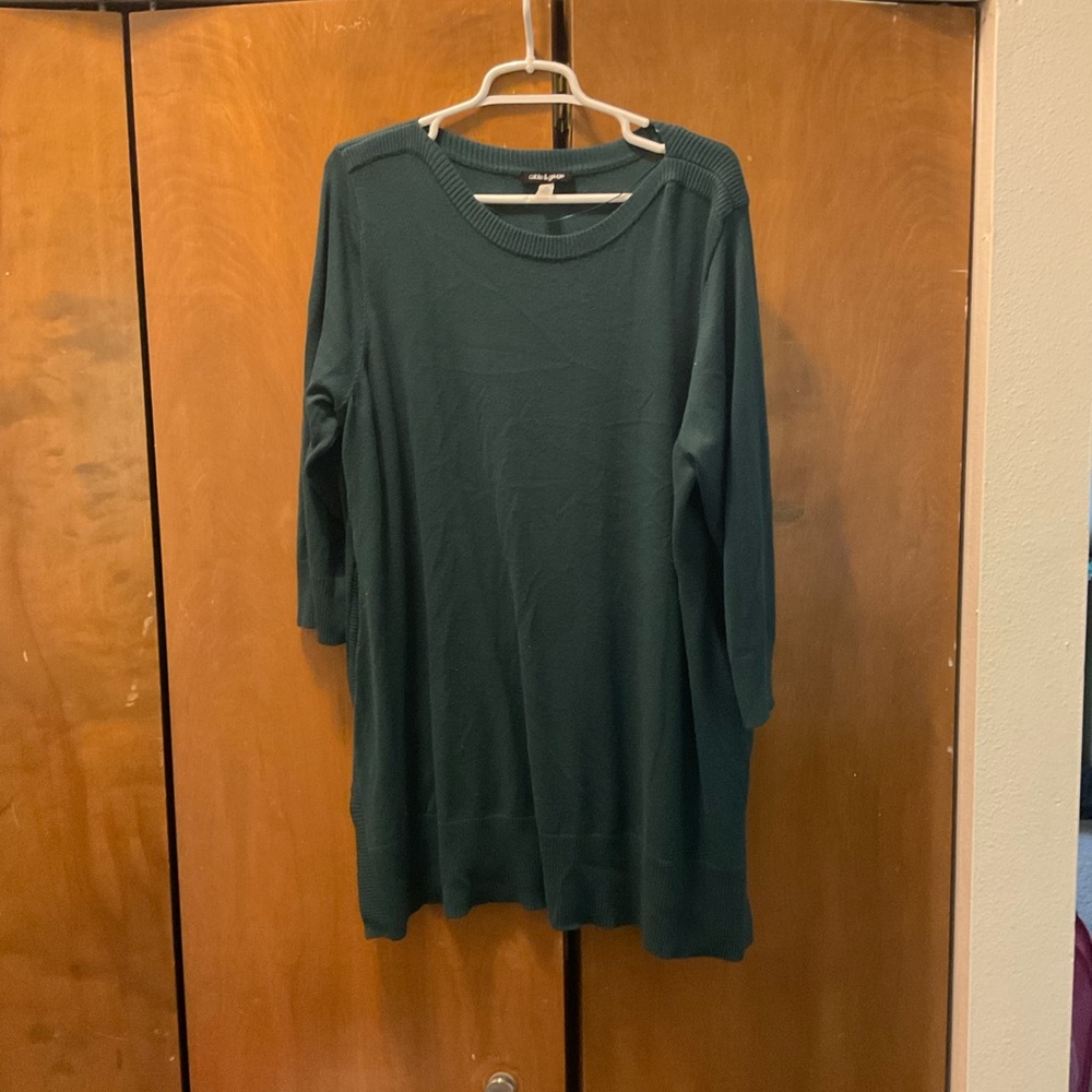 🥳 Cable & Gauge Sweater Dress 3/4 sleeves Forrest Green